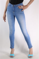 גינס סקיני גבוה בתכלת תכול- XS-S